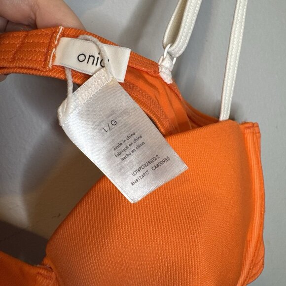 Onia Bikini Swim Top Large Orange White Bathing Suit - Picture 4 of 4